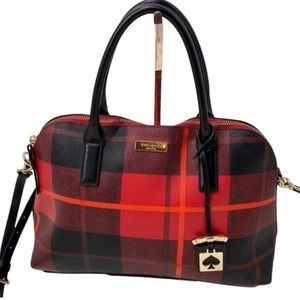 Kate Spade New York Rachelle Brightwater Drive Satchel Red Plaid Crossbody